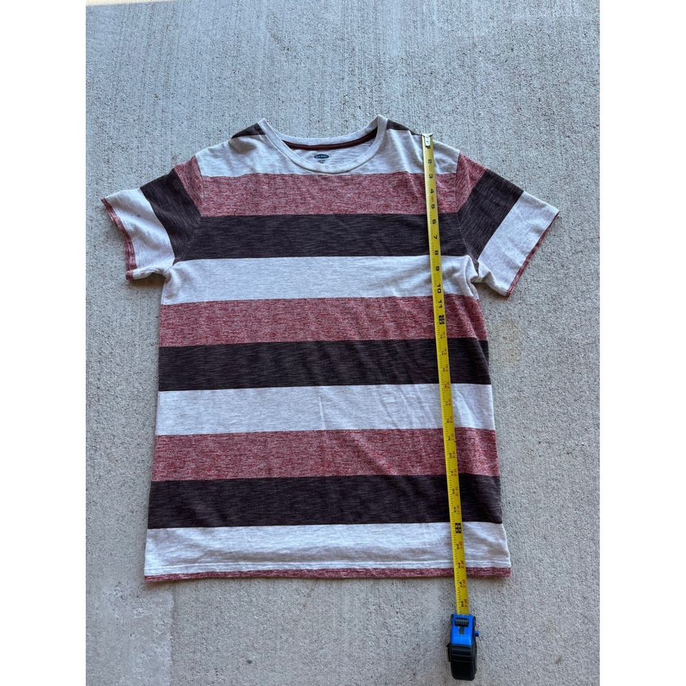 Old Navy Mens XXL Plus Striped Short Sleeve Slub Knit T-Shirt Burgundy Gray